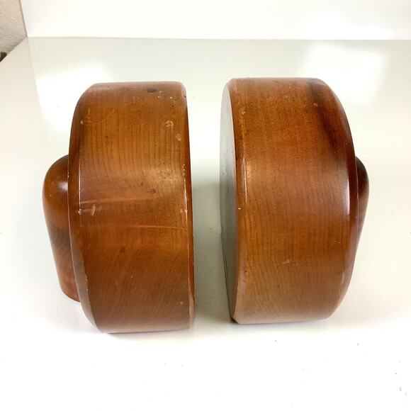 Vtg 1970s Oregon Myrtlewood Products Mid Century Modern BookEnds MCM Art Deco - Picture 2 of 7